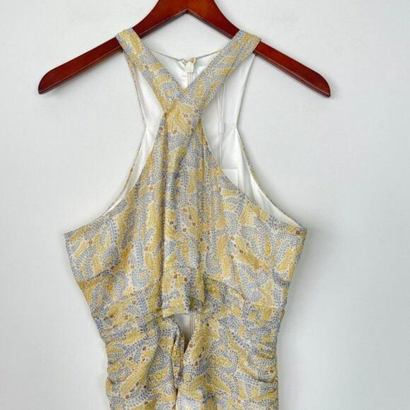 Likely Revolve Lucy Twisted Cut Out Metallic Midi Dress Green Tea Multi Gold 10 - Picture 6 of 12